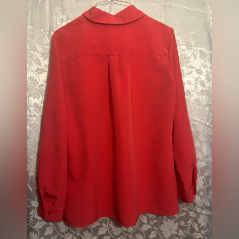 Elementz Petite Red Button-Down Blouse Size Pl 10… - image 5